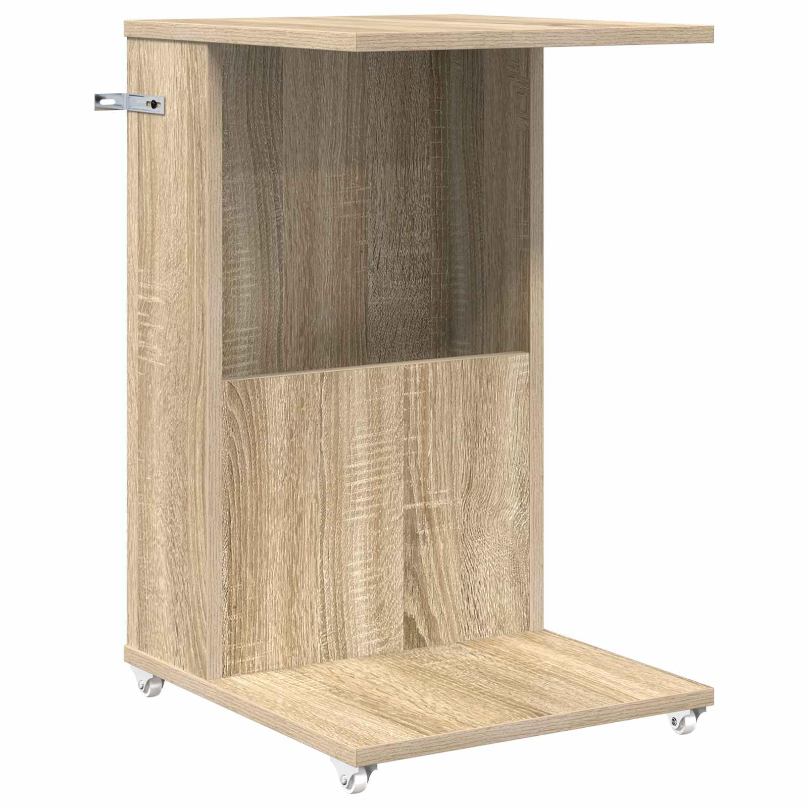 Bout de canapé rectangulaire mobile en bois d'ingénierie avec rangement