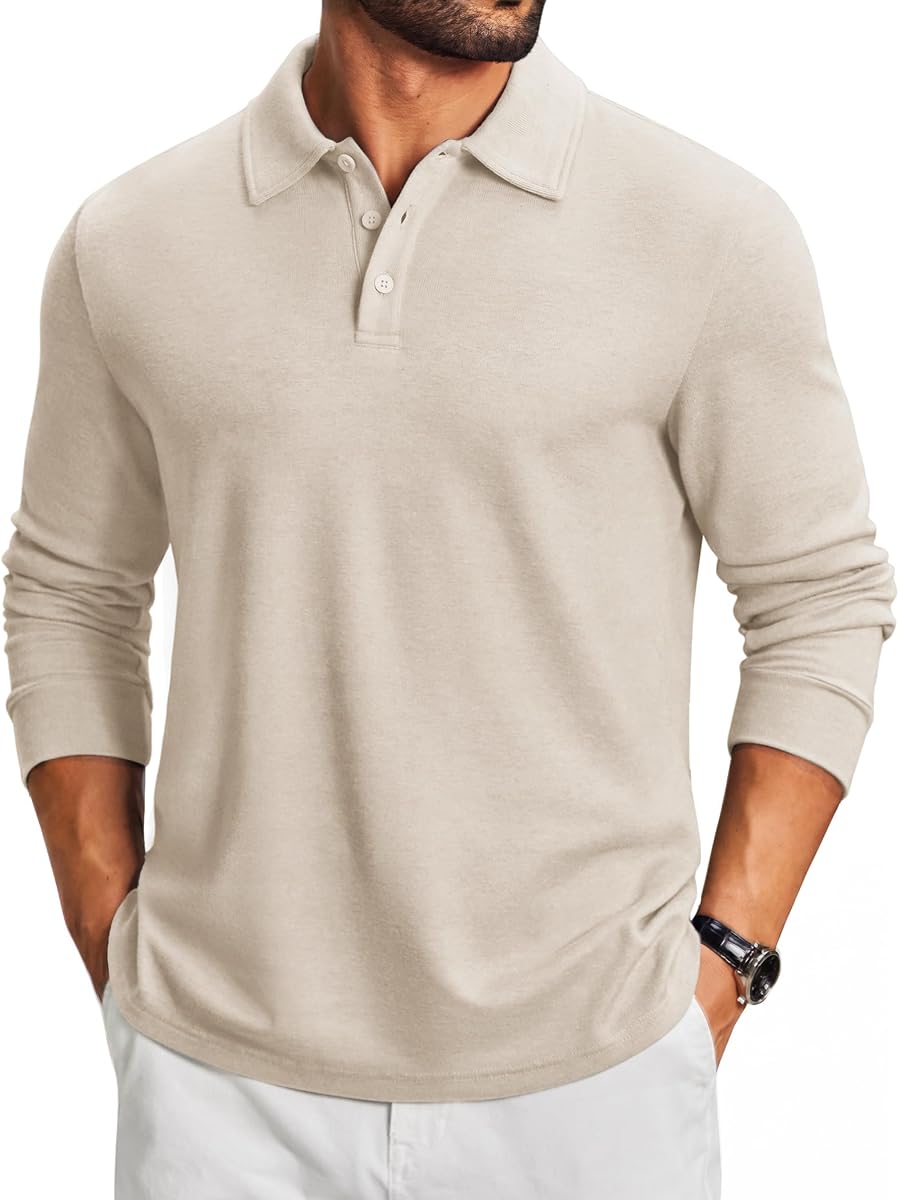 Polo de punto de manga larga para hombre suéteres de polo camisas de golf informales