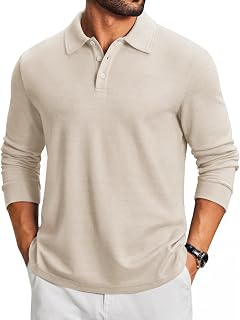 COOFANDY Men's Knit Polo Shirt Long Sleeve Polo Sweaters Casual Golf Shirts Global Recycled Standard OEKO-TEX STANDARD 100 Global Recycled Standard Global Recycled Standard