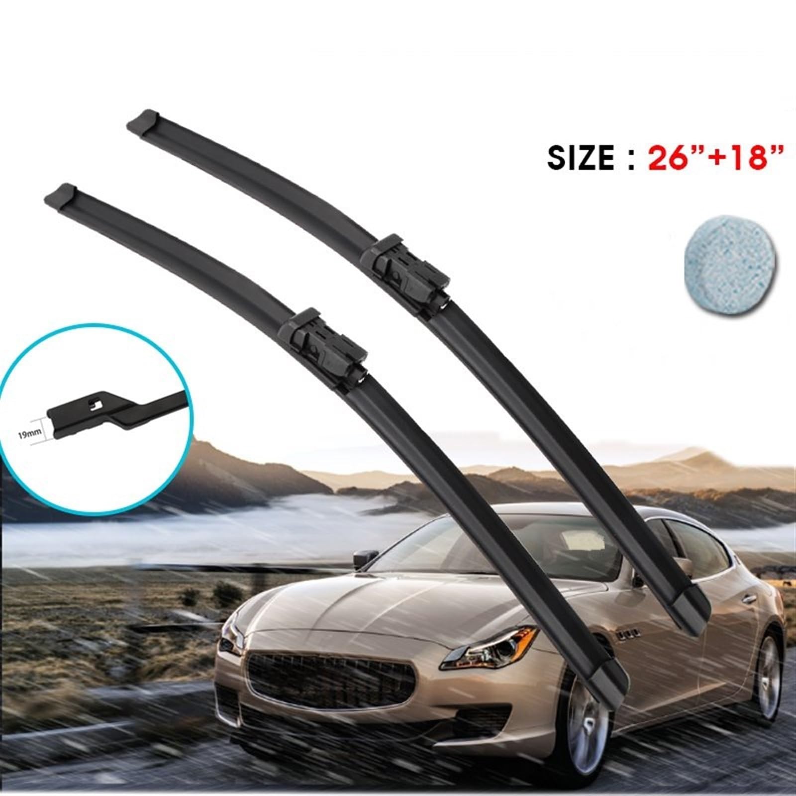 Spazzole tergicristallo per auto 26 "+18" Spazzole tergicristallo per auto Parabrezza Tergicristalli Lama Finestra Pulsante braccio per Maserati Quattroporte 20142018(Right Steering)
