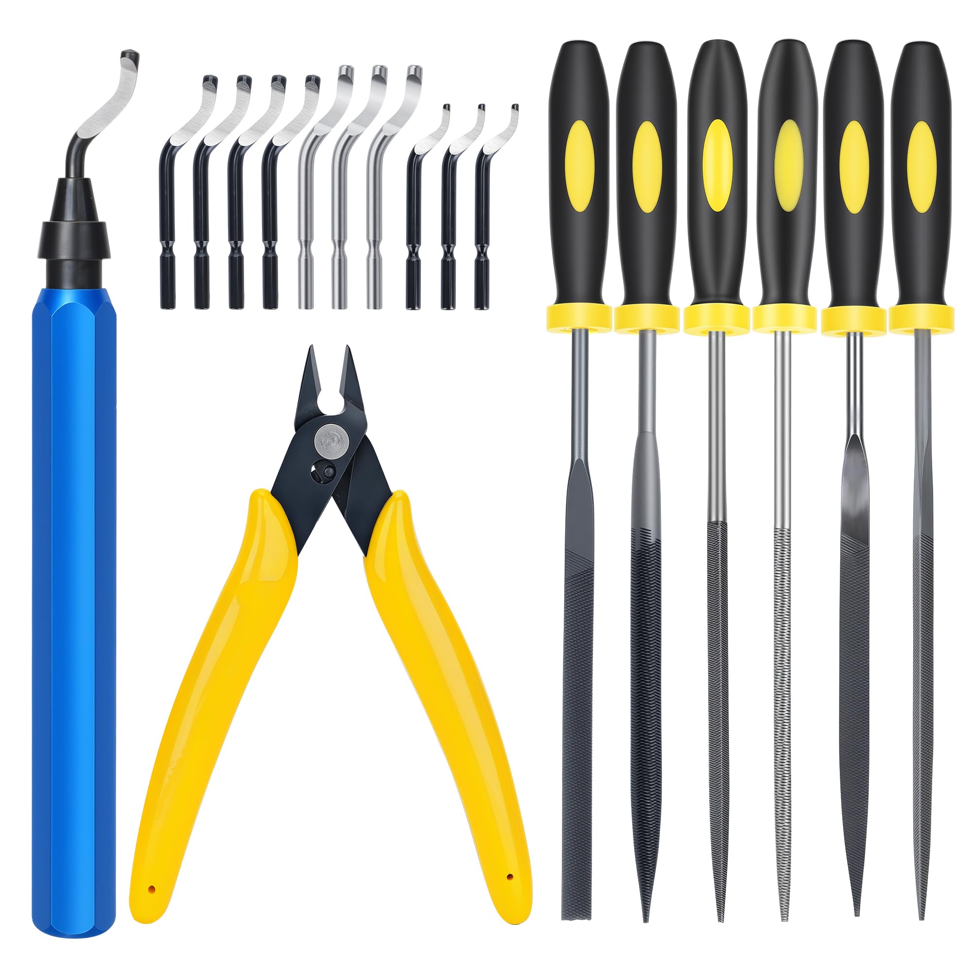 Desbarbador 18pcs Herramientas de Corte de Desbarbado 11 Cuchillas Giratorio 360° Quita Rebabas Acero Plástico Aluminio Cobre