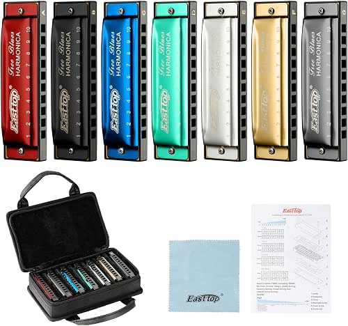 East top Harmonica Set, 7 Keys Diatonic Mouth Organ with