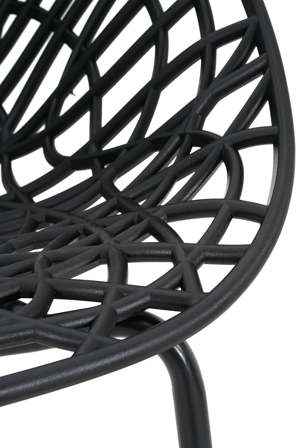 Outdoor Dining Chair Set of 2, Minimalist Weather-Resistant Side Chair with Perforated Diamond Pattern,Plastic Blend Material, Modern Armless Chair Seating for Patio,Garden,Porch,Balcony Black