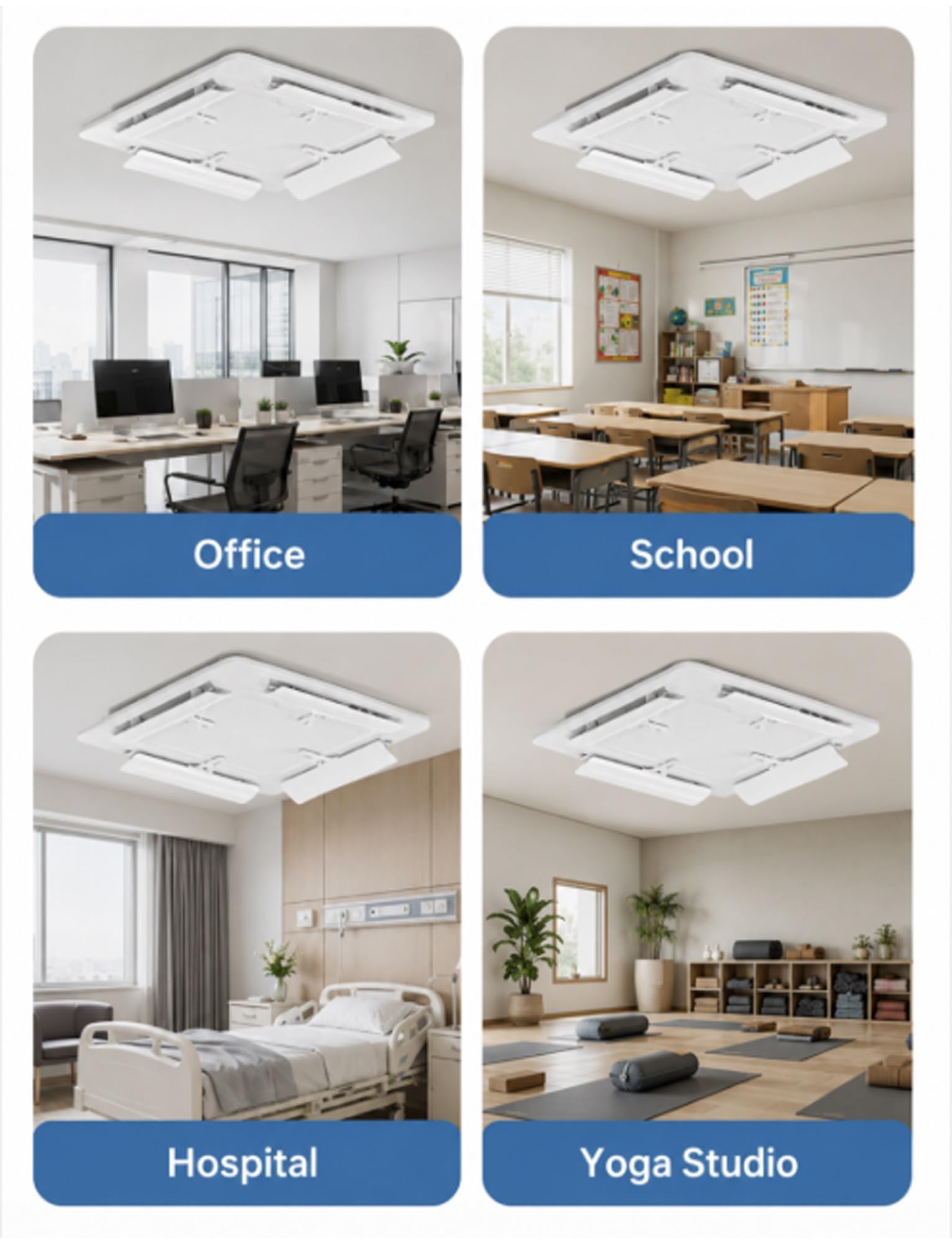 Deflettore per climatizzatore, Cassetta da soffitto Deflettore AC con gancio Milk 1/2/4 Pz Ufficio | 4pcs