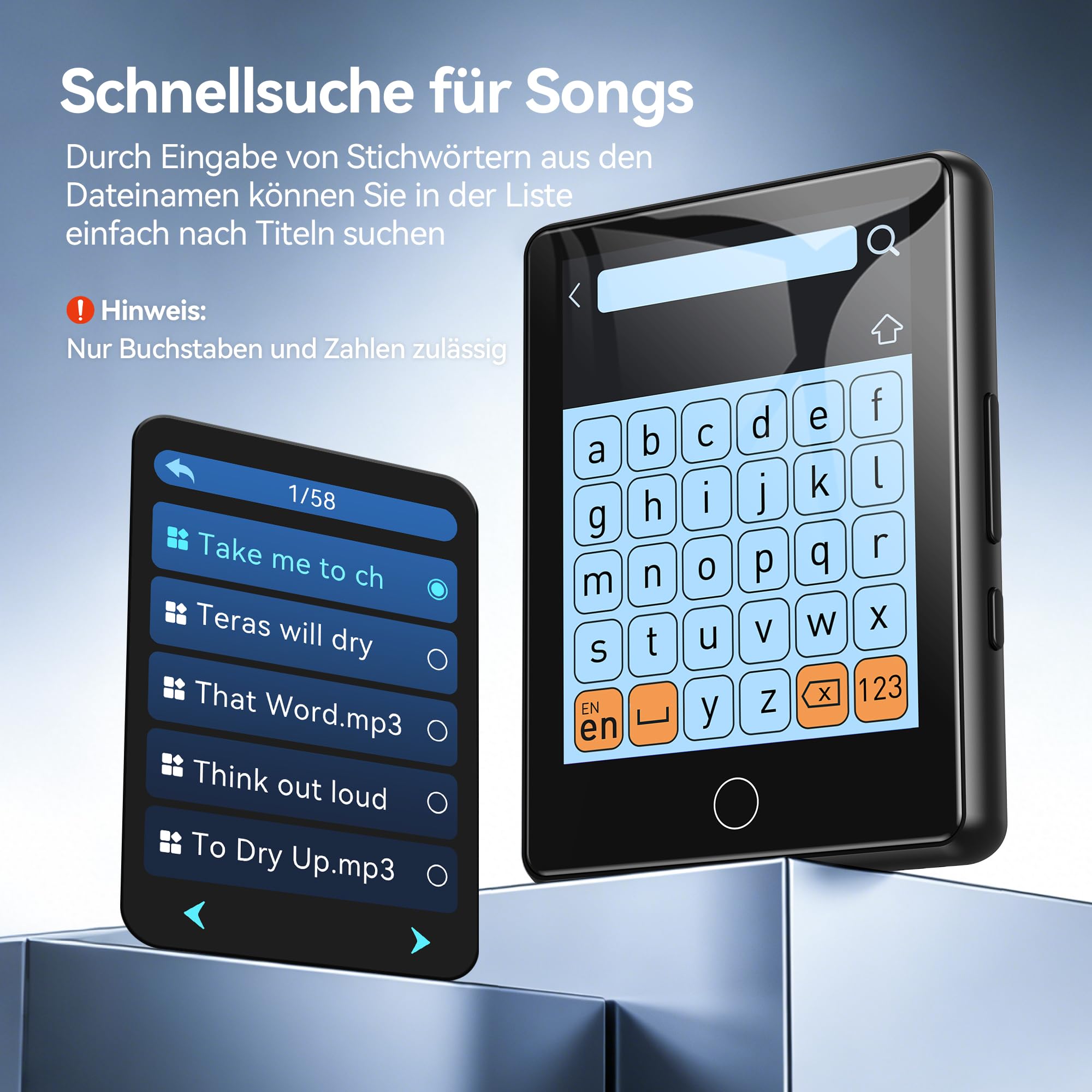 AGPTEK 64 GB MP3 Player Bluetooth 5.3, 2,8 Zoll Full-Touchscreen Musik Player, 60 Stunden Tragbarer HiFi Kinder MP3-Player mit Lautsprecher, FM-Radio, E-Book, Unterstützung bis zu 128 GB, Schwarz