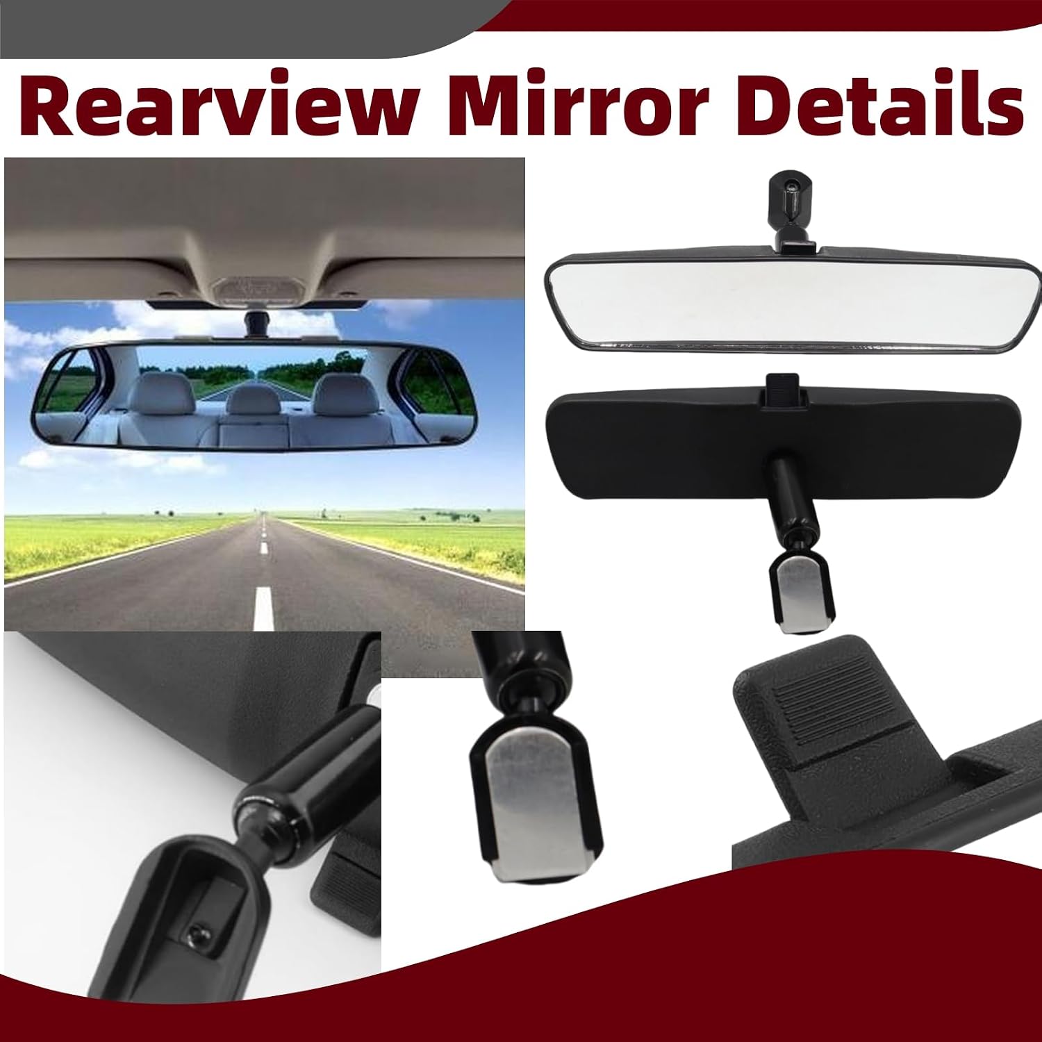 Autos Rear View Mirror 10.6" Universal Car Wide Angle Rearview Mirror w/Adhesive Mount Espejos Retrovisores Para Carro Fits for Jeep Ford Wrangler Honda Nissan Rogue Altima Corolla Toyota Tacoma Focus