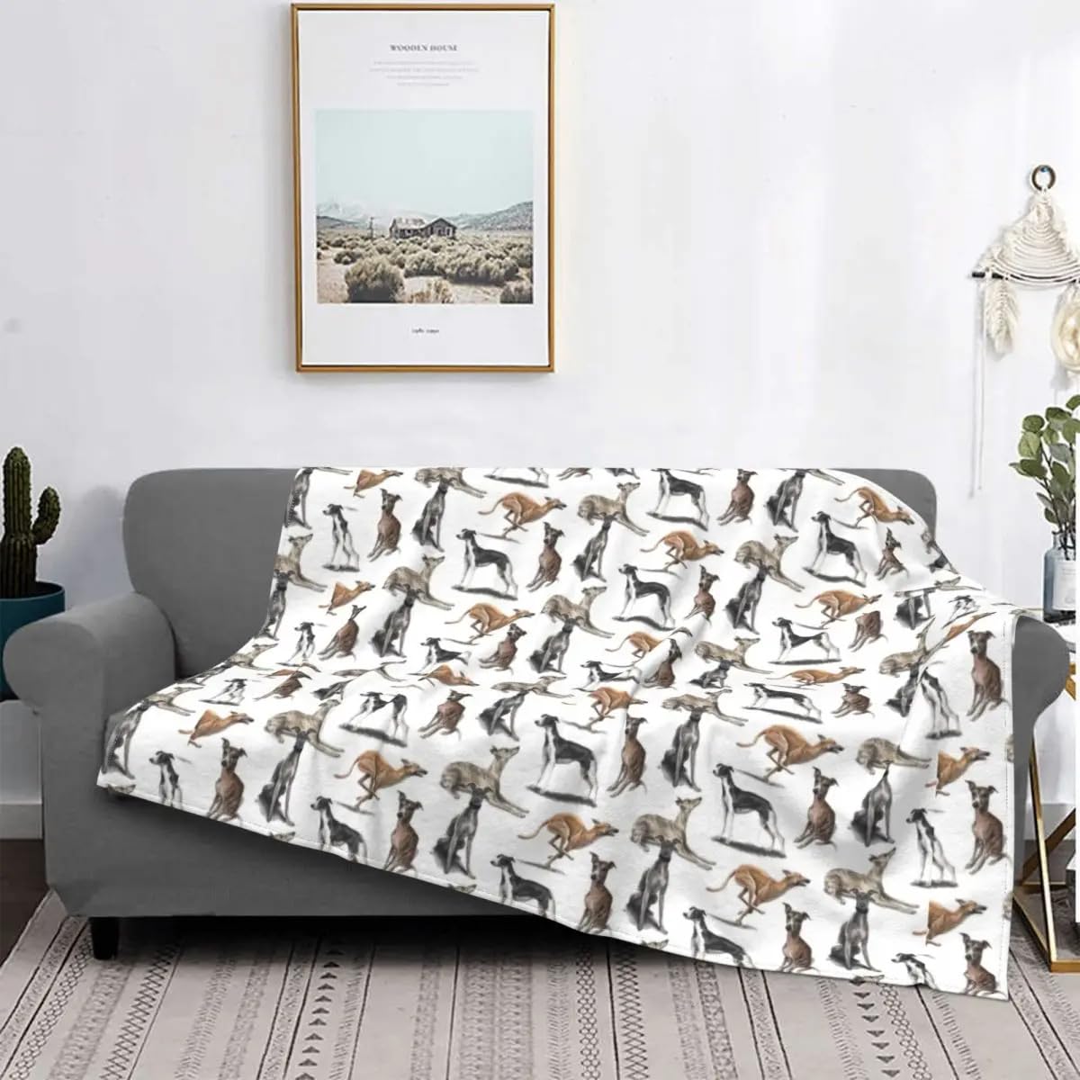 Couverture Greyhound Hound imprimée 130x150cm pour chambre