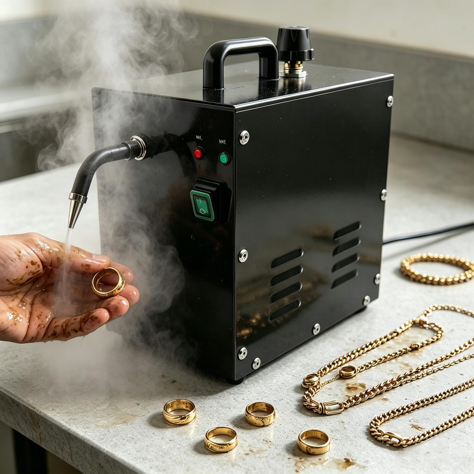 Limpiador a Vapor del Acero Inoxidable para Joyas, para Monedas,Pequeñas Piezas de Metal,Registro,Junta de Circuito,Necesarios Diarios,Herramientas de Laboratorio,etc