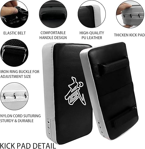 Miniatura 4 de Juego de almohadillas de boxeo 2 en 1, guantes de boxeo, guantes de boxeo, paquete de patadas, correa ajustable, juego de entrenamiento de