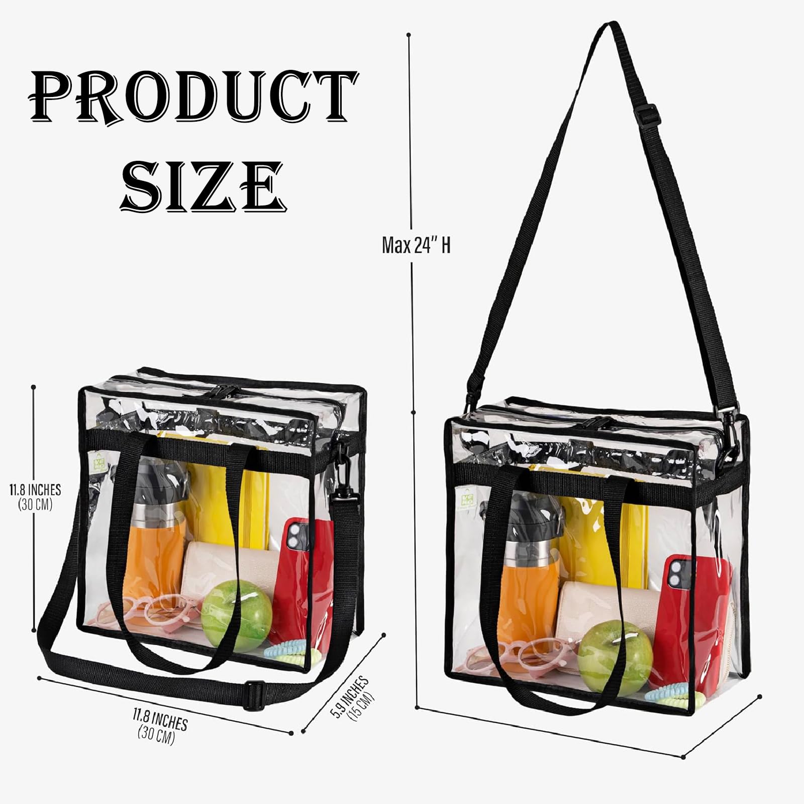 ARROMI Clear Tote Bag, Large See Through Bag, With Adjustable Shoulder Strap and Zipper Closure, Perfect for Stadium Work - Image 2