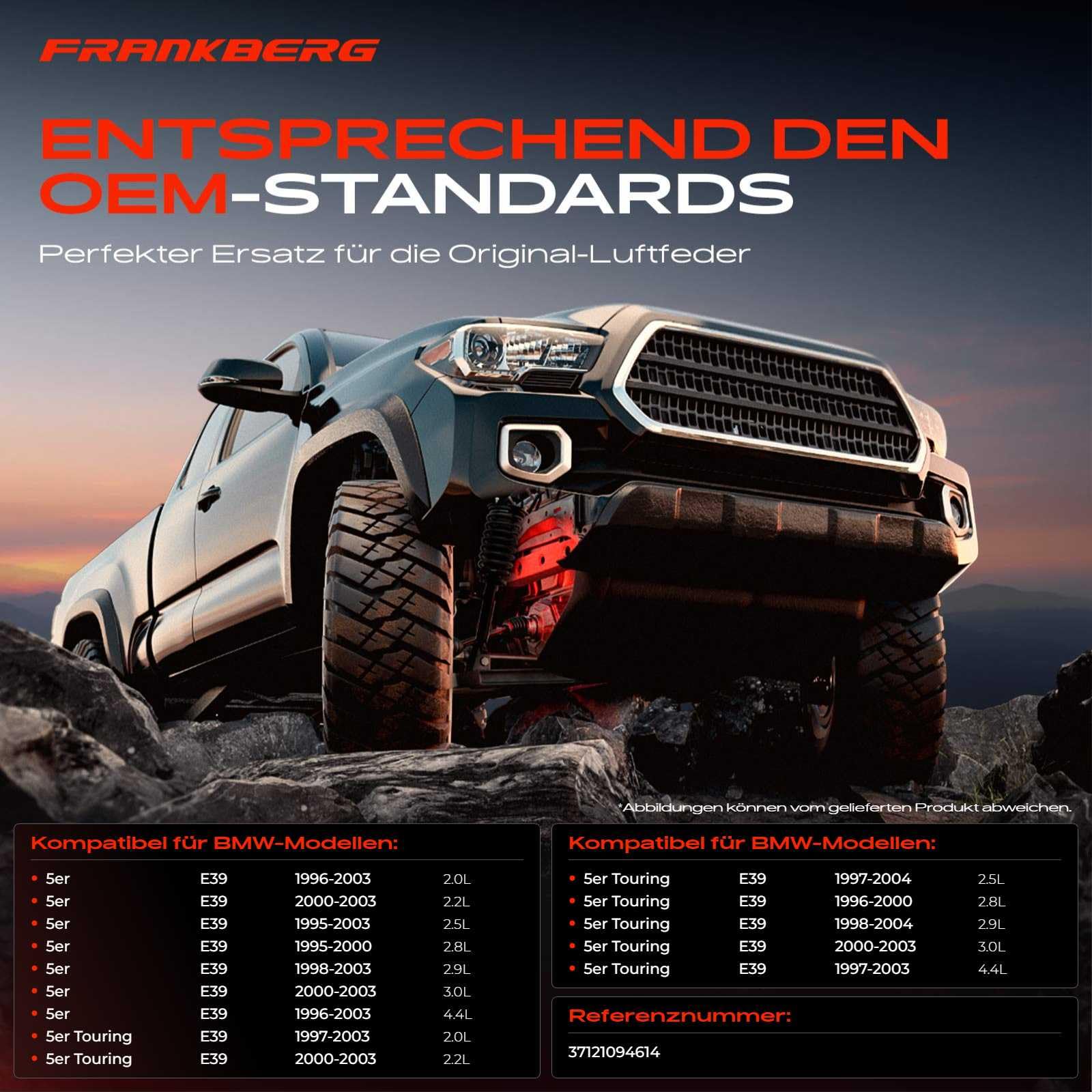 Frankberg Luftfederung Luftfeder Hinten Rechts Kompatibel mit 5er E39 520 523 525 528 530 540 1995-2003 5er Touring E39 520 523 525 528 530 540 1997-2004 Replace# 37121094614