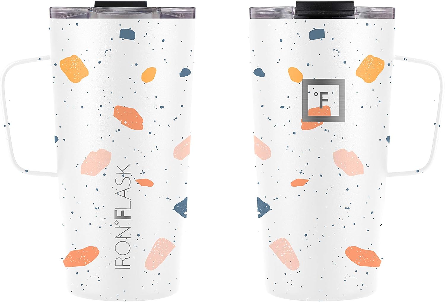 IRON °FLASK Grip Novelty Coffee Mug - Leak Proof, Vacuum Insulated Stainless Steel Bottle, Double Walled, Thermo Travel, Hot Cold, Water Metal Canteen - Terrazzo, 16 Oz - Classic Bottom image 3