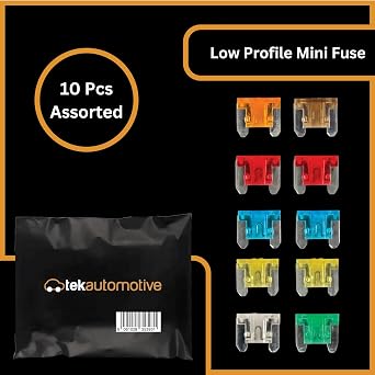 Tek Automotive Low Profile Mini Blade Fuses – 10 Pack 5A–30A Car Replacement Spare Set (Compact Automotive Fuse Kit)