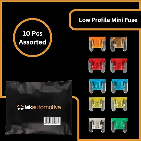 Tek Automotive Low Profile Mini Blade Fuses – 10 Pack 5A–30A Car Replacement Spare Set (Compact Automotive Fuse Kit)