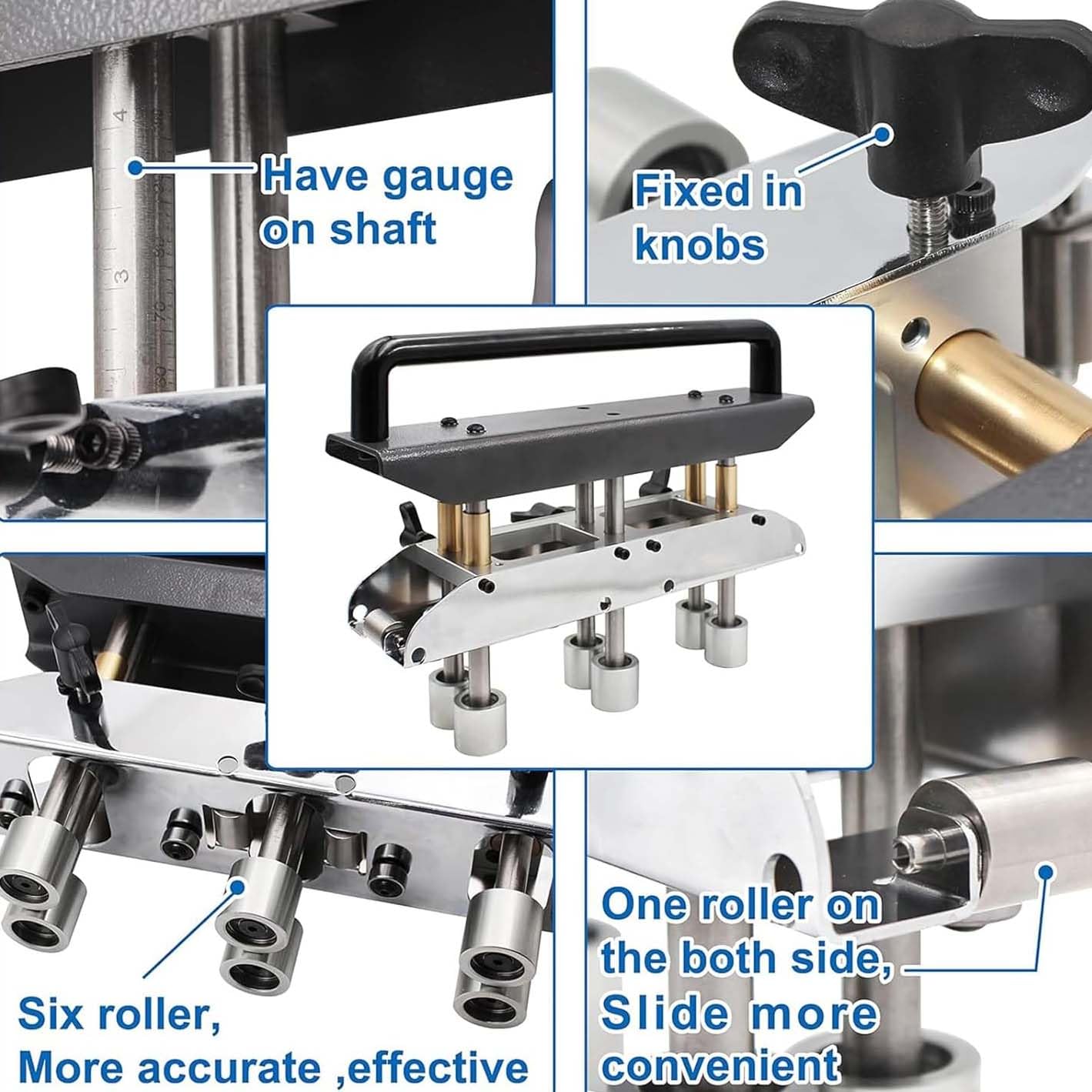 Dobladora de metal, freno manual de chapa con calibre, herramienta de rodillo de borde con 6 rodillos para bordes rectos y curvos, ideal para placas de acero, cobre y aluminio