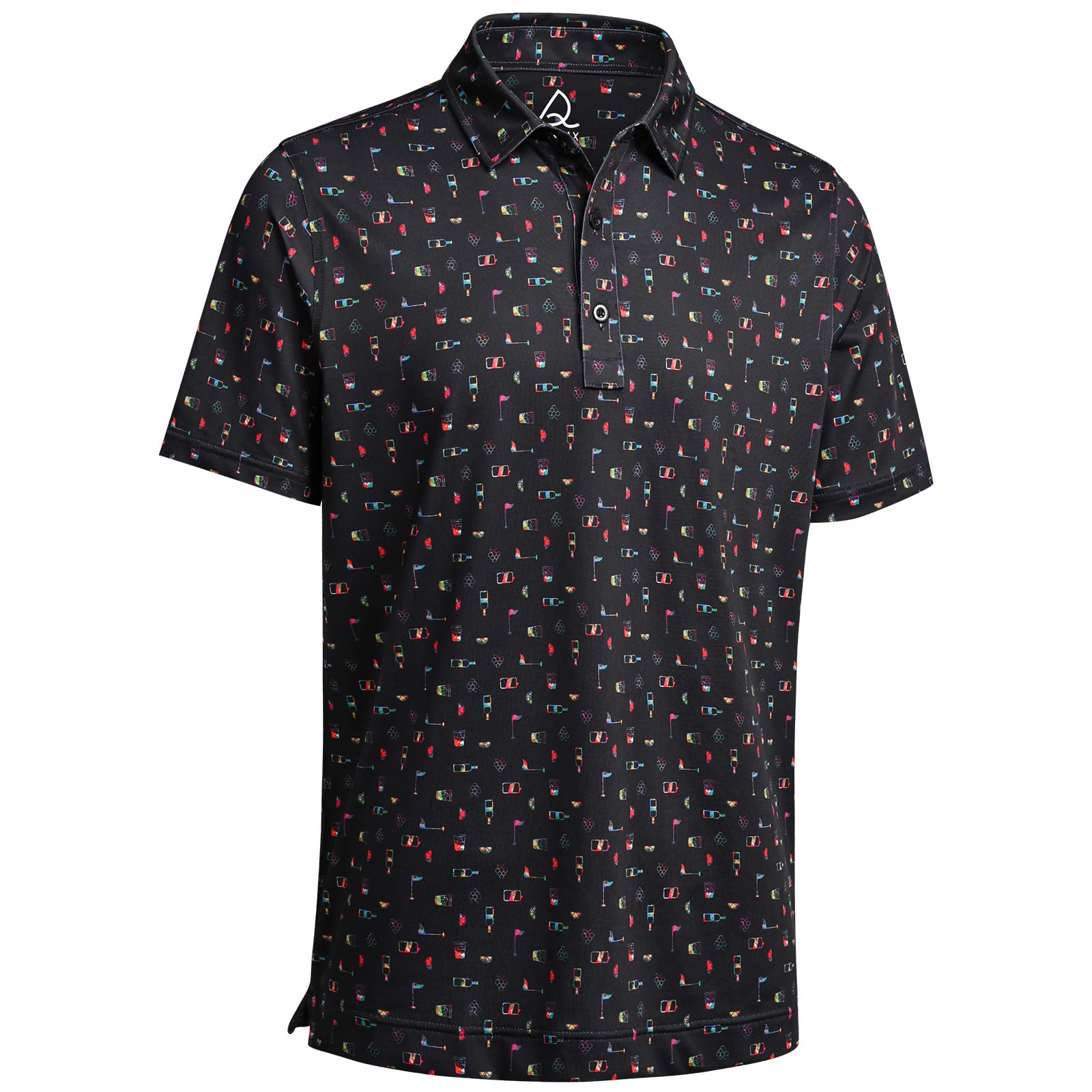 DEOLAX Mens Golf Shirt Moisture Wicking Dry Fit Performance Mens Polo Shirt Regular Fit Fashion Print Short Sleeve Polo