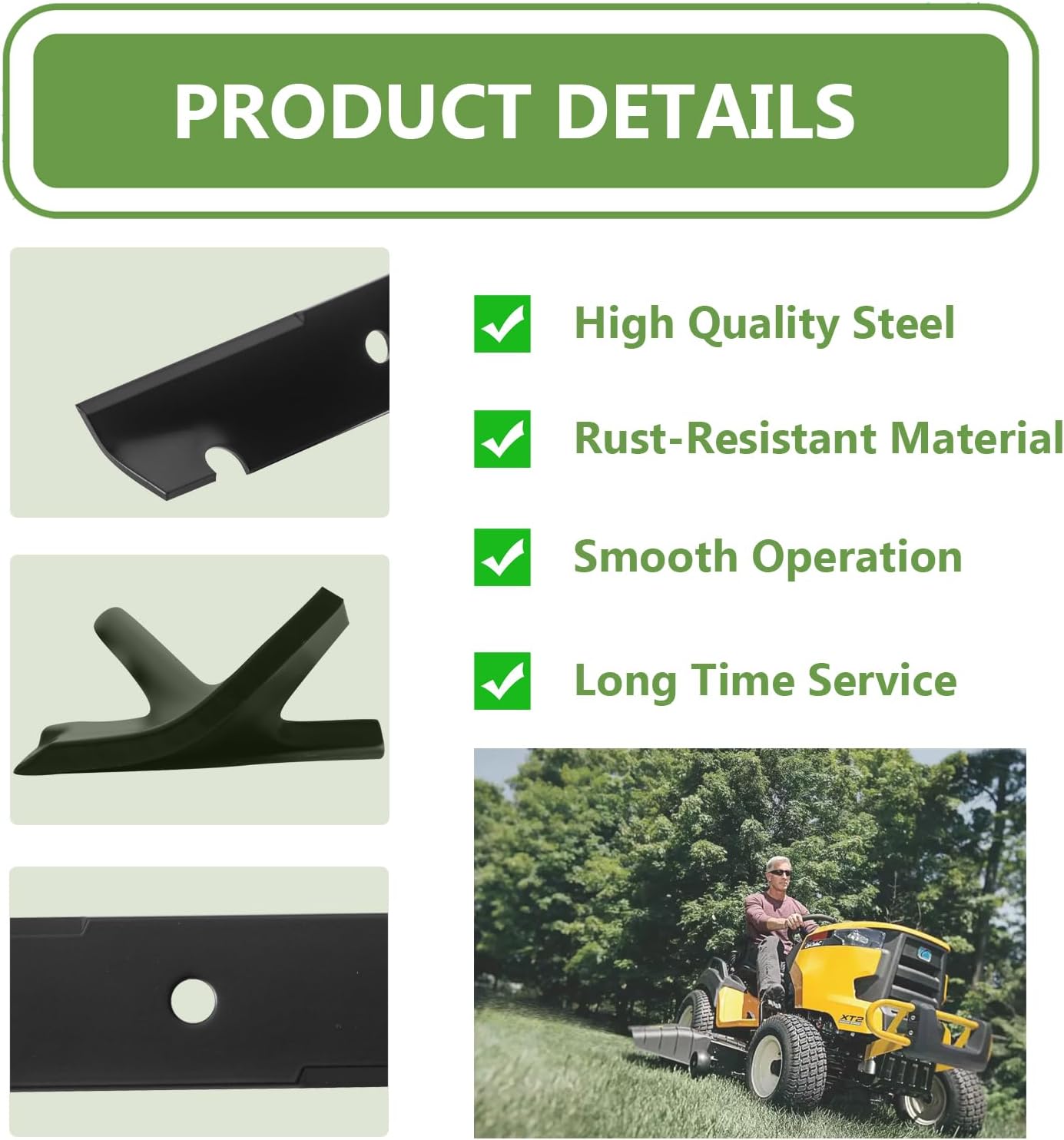 (3PCS) 038-4221-00 Notched High Lift Lawn Mower Blades - Replace OEM 038-4226-00 30227-42 63227-N - Fits Bad Boy MZ Magnum CZT Gravely Ariens Dixie Chopper Lawn Mower - for 42 Inches Deck