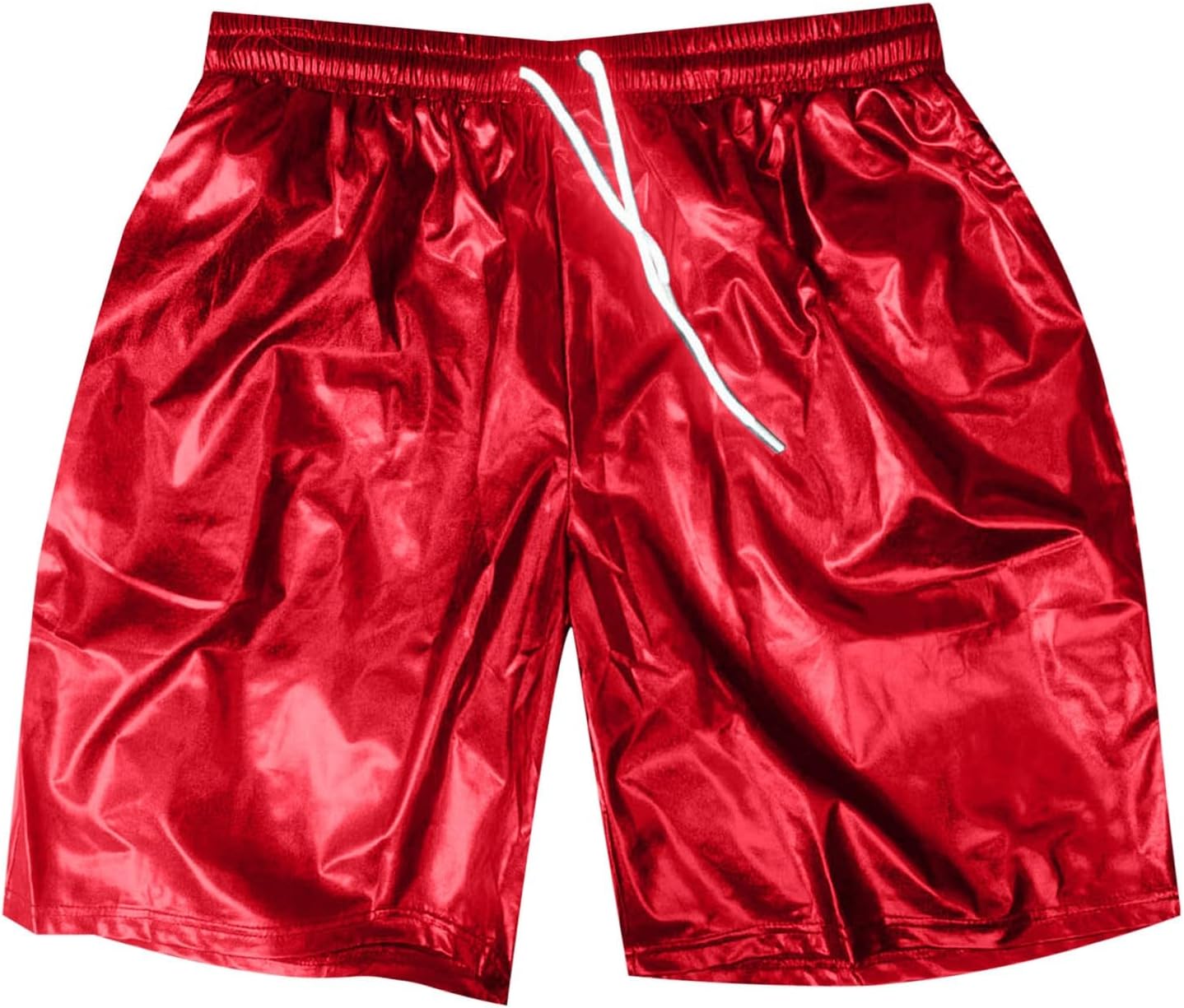 Générique Men's Sexy Shiny Shiny Metallic Shorts with Drawstring and Pockets
