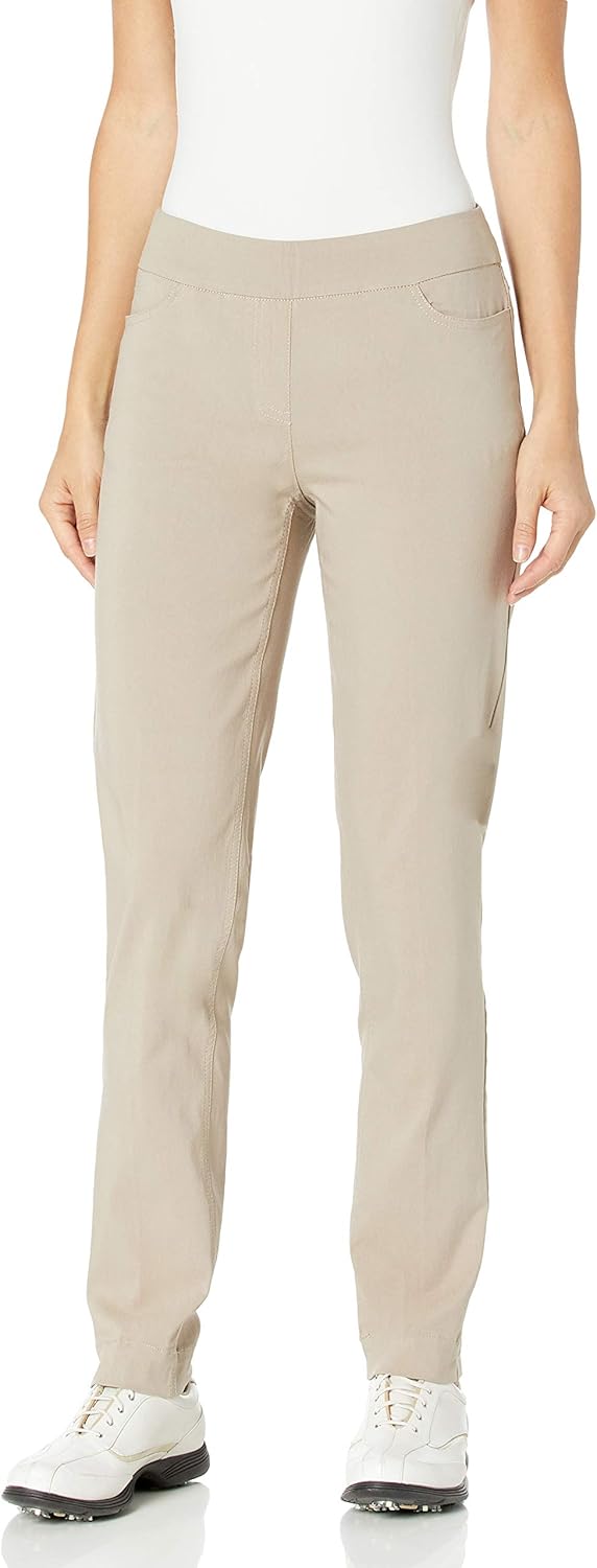 SLIM-SATION Womens Golf Apparel - Women's Regular Pull-On Straight-Leg Pant with Pockets
