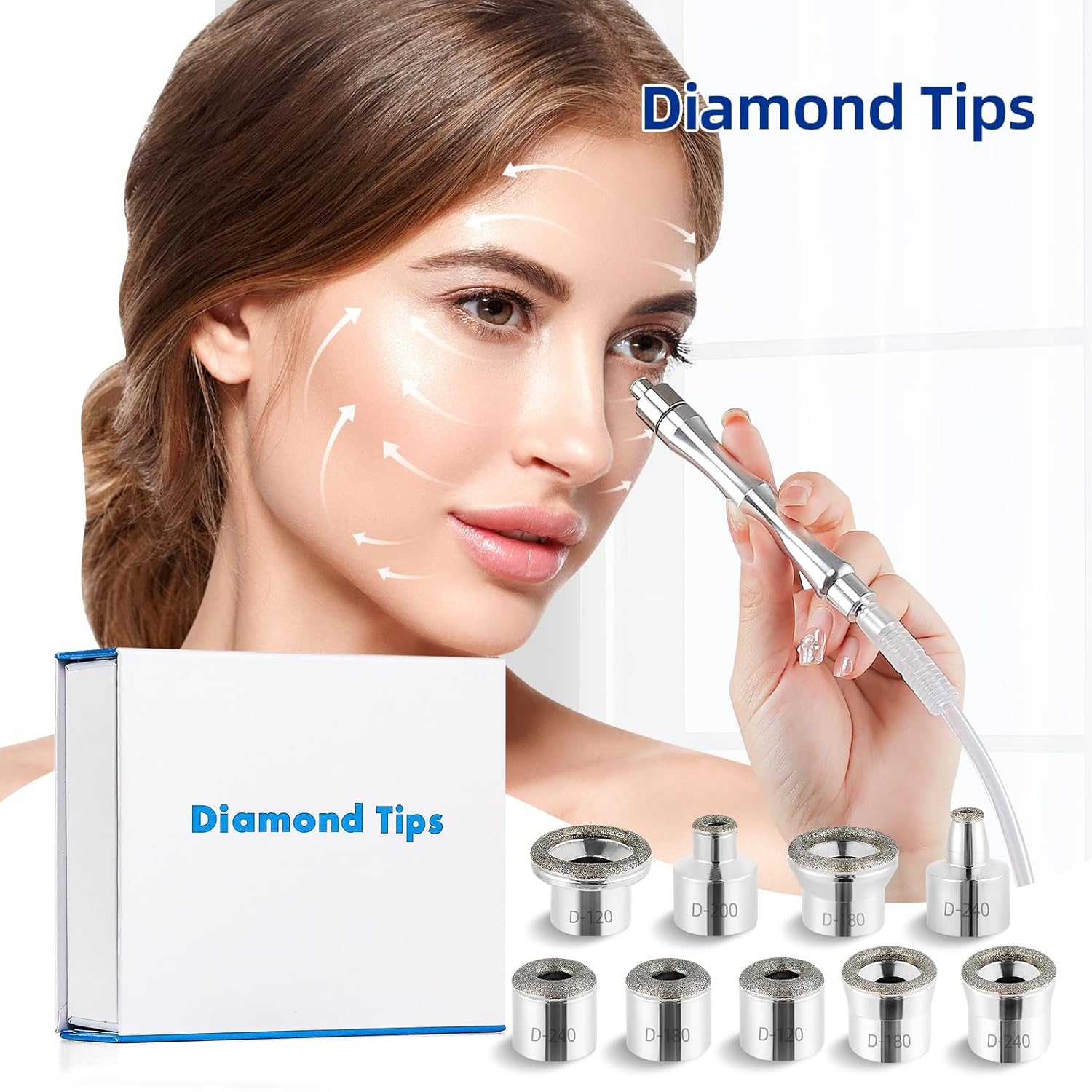 Diamond Dermabrasion Head, Microdermabrasion Accessories 9 Tips, Facial Replacements Dermabrasion Head Replacements Professional Microdermabrasion Tool - Image 2
