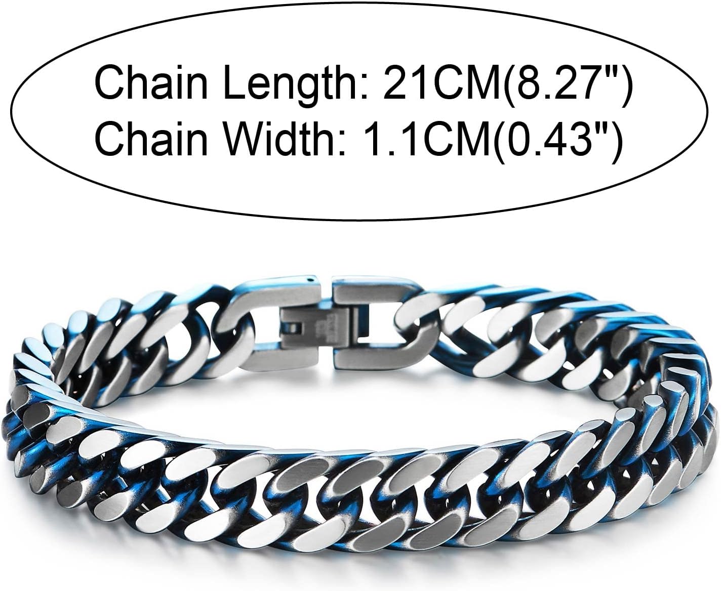 COOLSTEELANDBEYOND Mens Stainless Steel Two-tone Curb Chain Bangle Bracelet, Satin Finish - Image 6