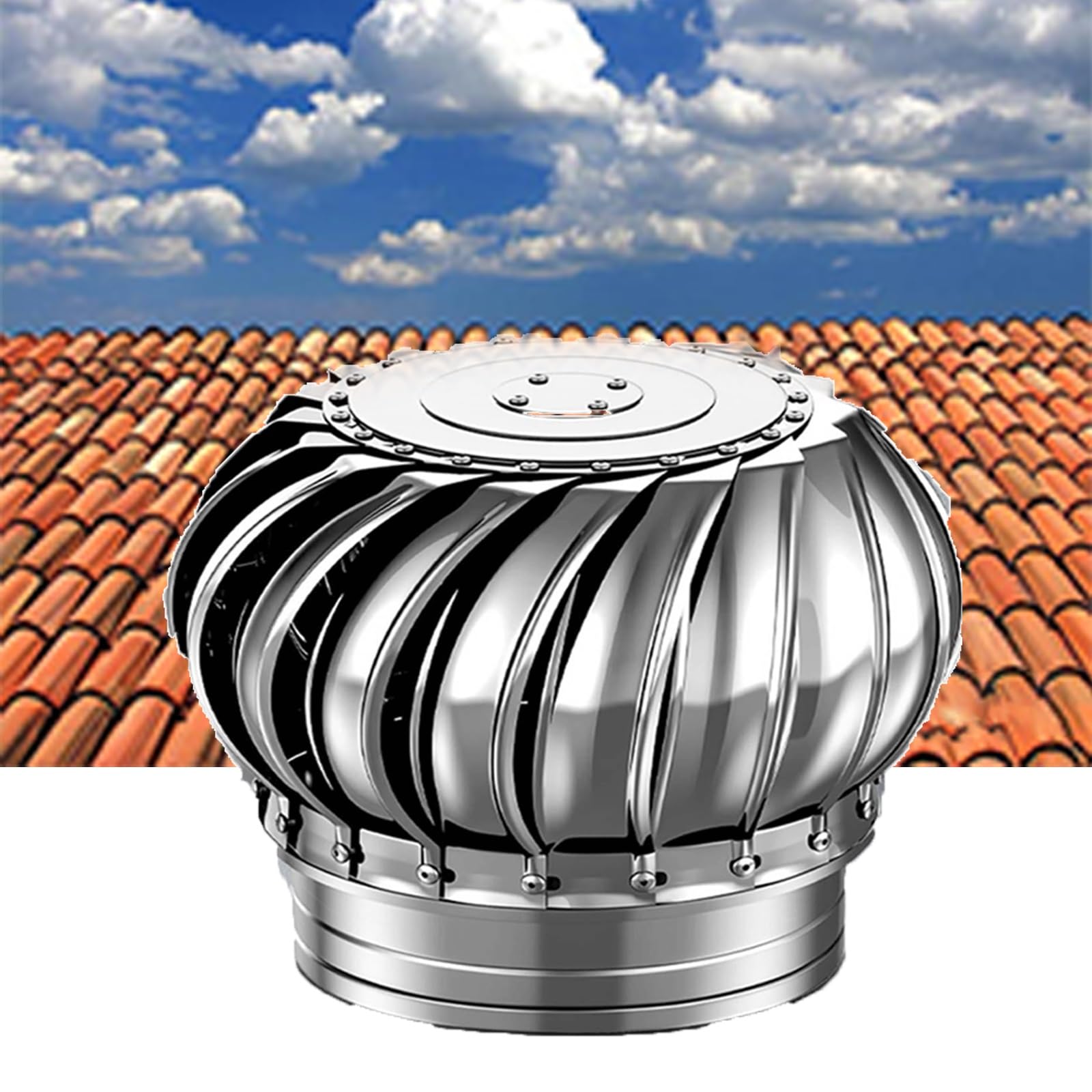 Ventilateur de toit résistant aux intempéries avec base réglable en inox 400 mm