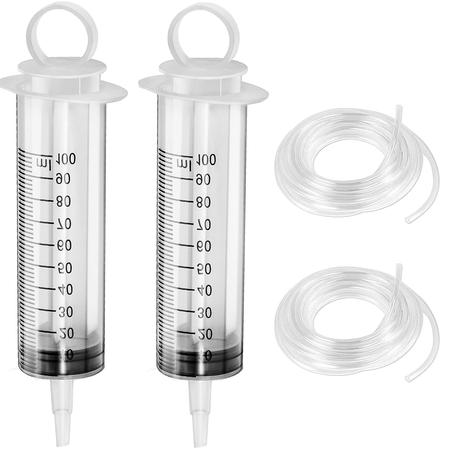 2 Pack 100ml Large Syringe with 130cm Tube Plastic Measuring Syringe