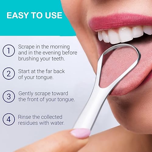 Miniatura 3 de Raspador de lengua, limpiador de lengua de grado médico, raspador de lengua de acero inoxidable 100% libre de BPA, combate el mal aliento, ideal