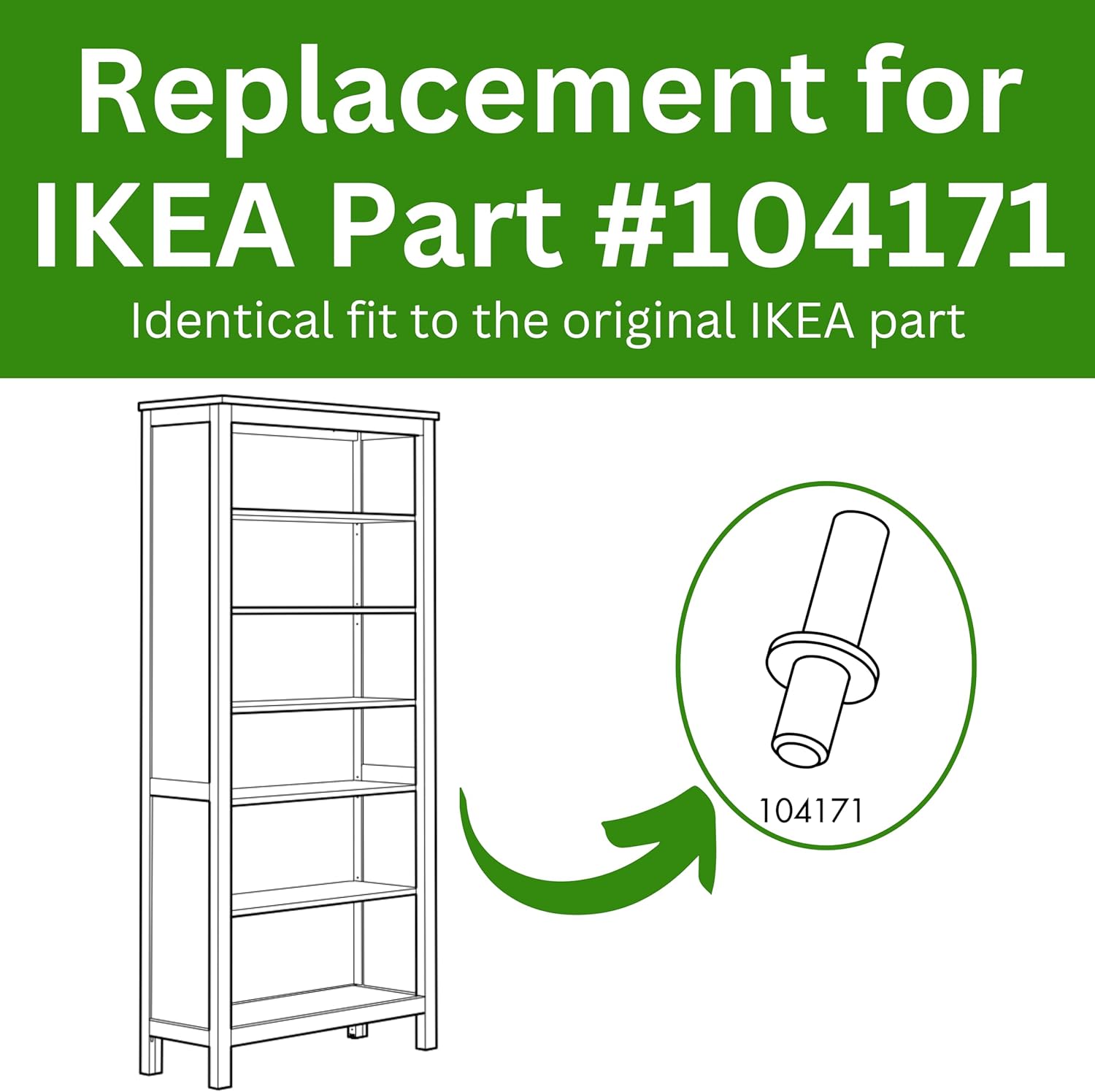 Spare Hardware Parts HEMNES Bookshelf Pins (Replacement for IKEA Part #104171) (Pack of 12)