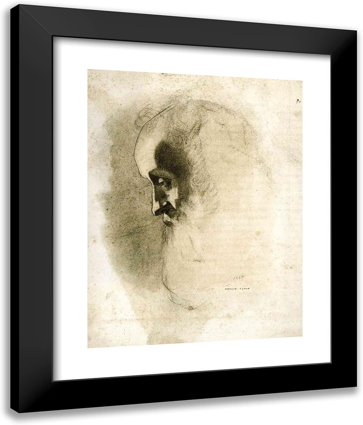 ArtDirect Redon, Odilon 20x24 Gold Ornate Framed Art Print with Double Matting Titled: Rodolphe Bresdin