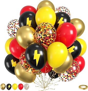 Red Yellow Black Balloons, 50pcs Yellow Black Red Balloons, Printed Balloon Confetti Balloon For Boys Men Birthday Baby Shower Party Wedding Bachelorette Graduation Anniversary Decorations