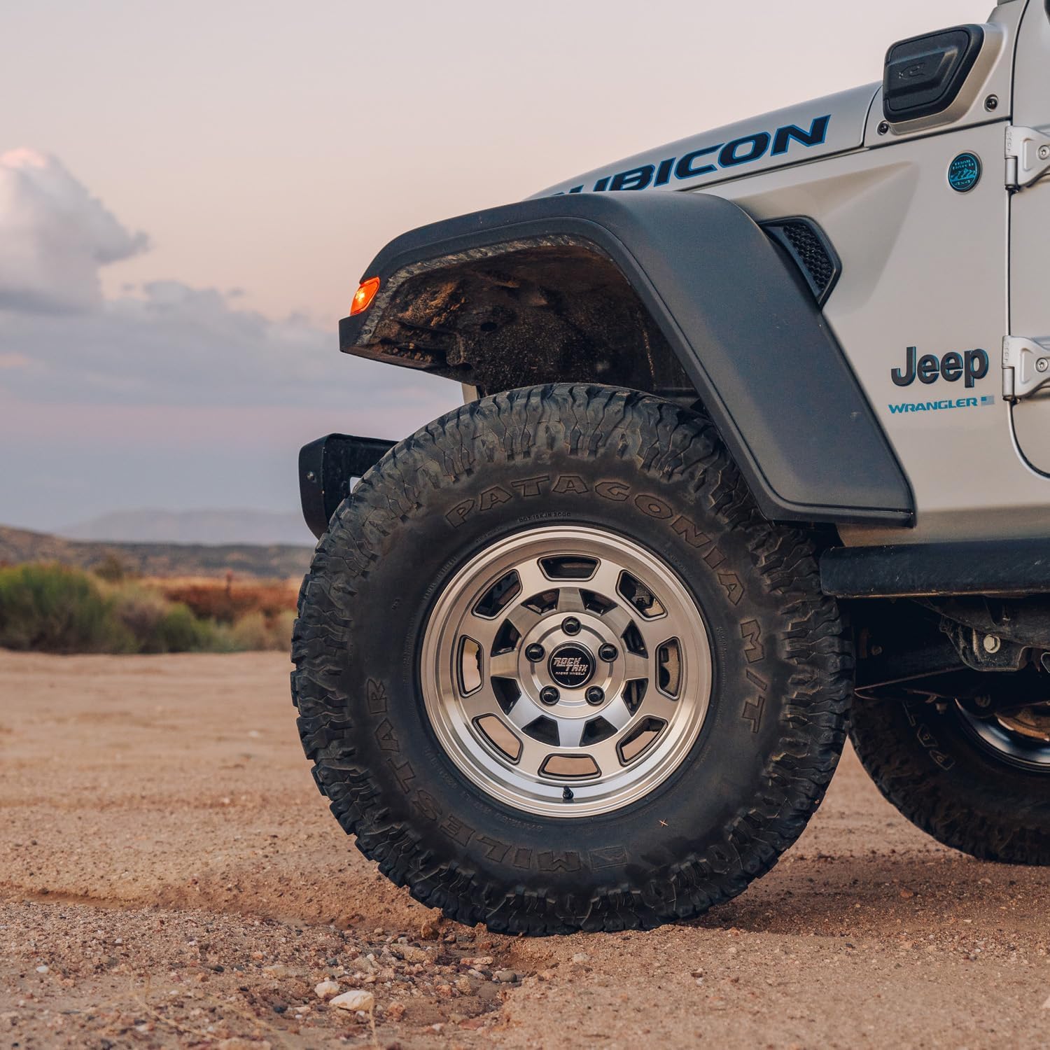 RockTrix RT117 17 inch Wheel Compatible with Jeep Wrangler JK JL 17x9 5x5 Wheels (-12mm Offset, 4.5in Backspace) 5x5 PCD, 71.5mm Bore, Machined Gunmetal Wheels, Also fits Gladiator JT Rims