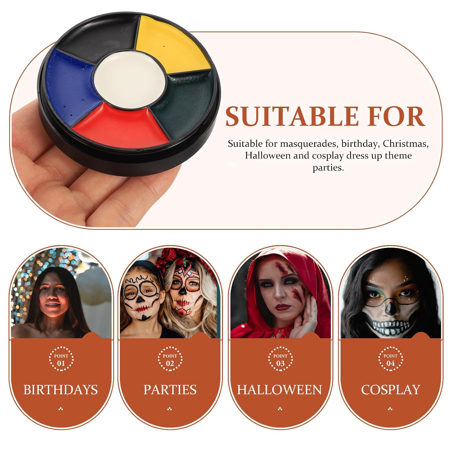 Homoyoyo 6 Color Fake Wound Face and Body Paint Oil Water-based Pigment for Cosplay and Drama, No Odor, Fast Drying, Not Easy to Leak Halloween Makeup Pigment