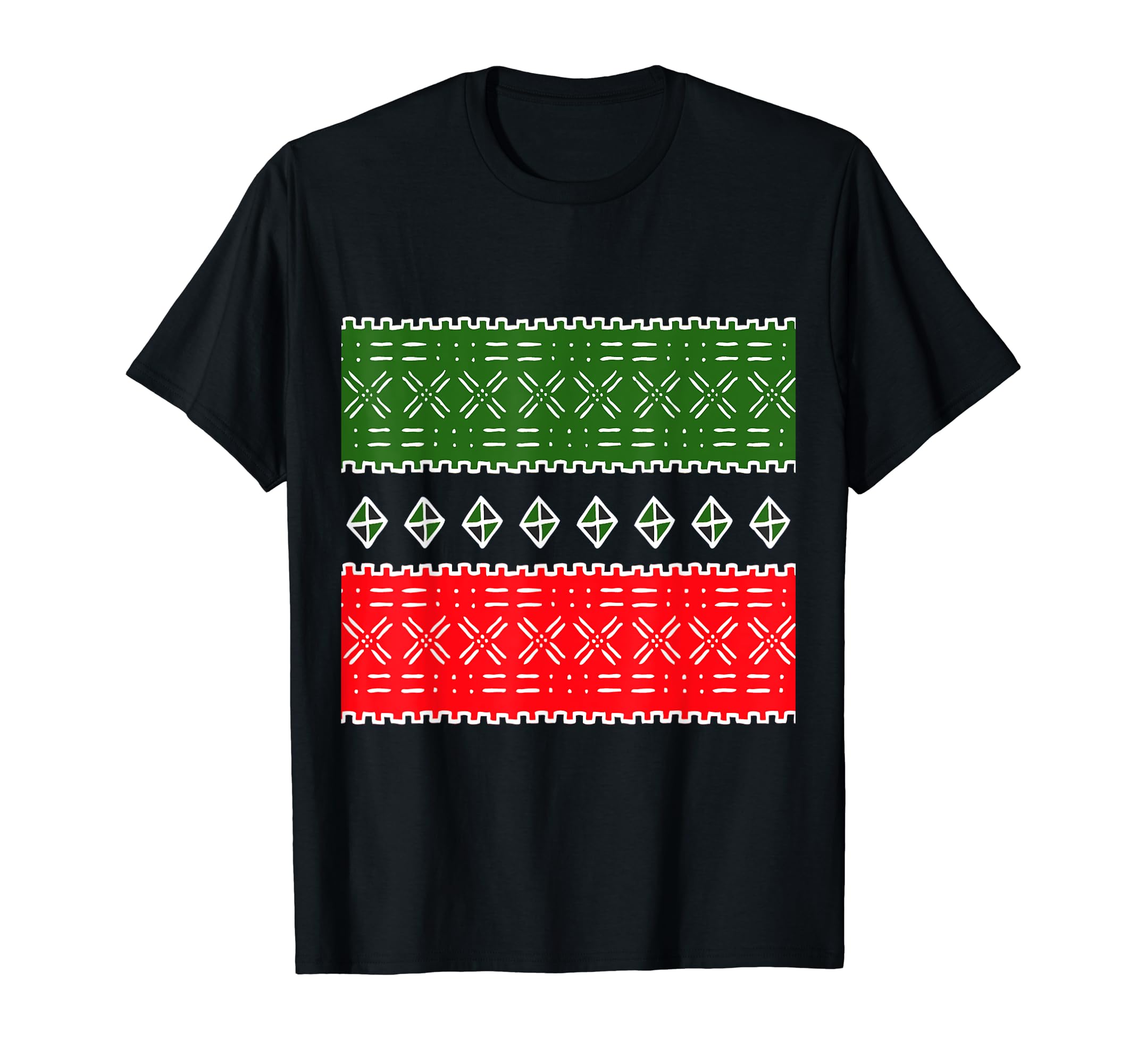 Shango Tribal Modern Mudcloth Red And Green T-Shirt