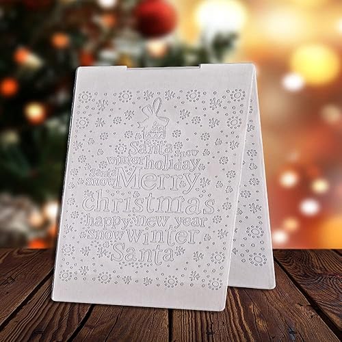 Miniatura 8 de Estivaux Carpetas en relieve de cascabel de Navidad 3D para hacer tarjetas, palabras de Navidad, carpetas de plástico en relieve con bombilla de