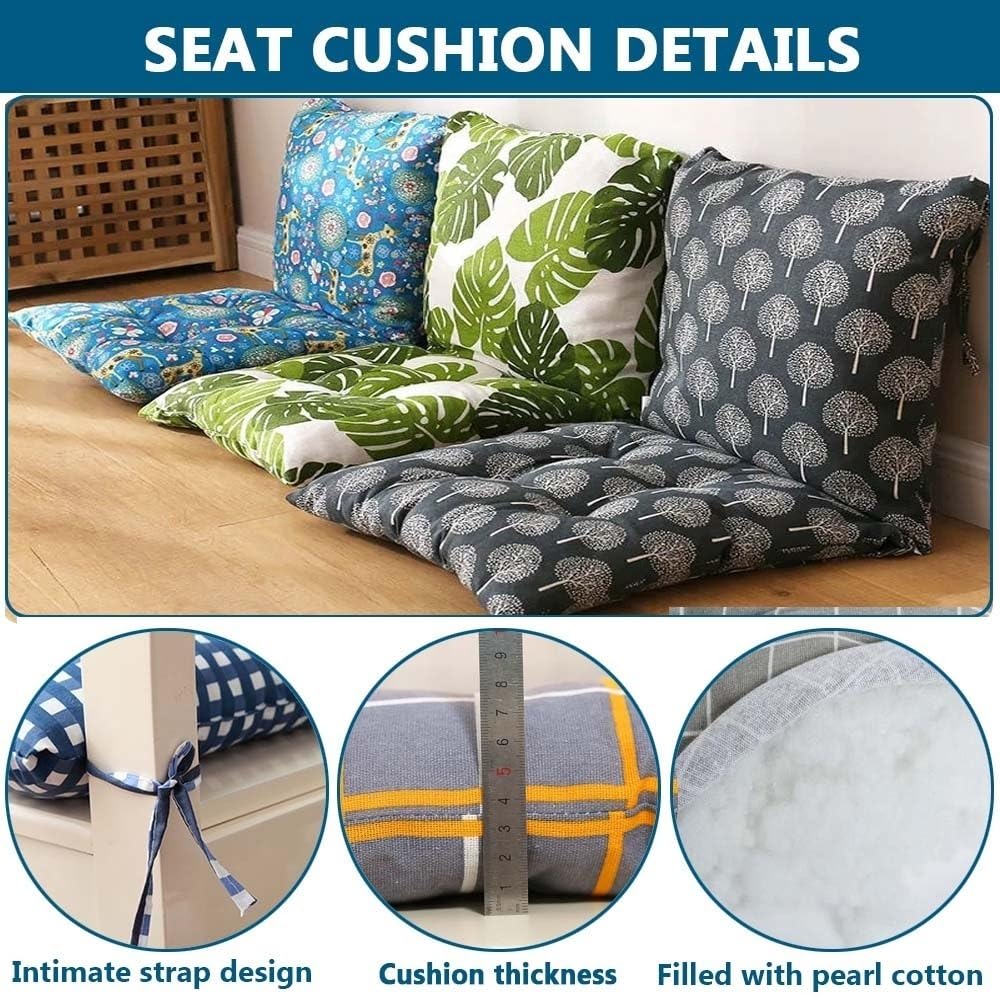 Coussin de Chaise avec Dossier Set de 1/2/4 Coussins d Assise 40x40/45x45/50x50cm Coton Coussin de Siège Exterieur/Interieur Jardin, Chaises de Bureau Coussin de Chaise(#21,40x40cm4pcs)