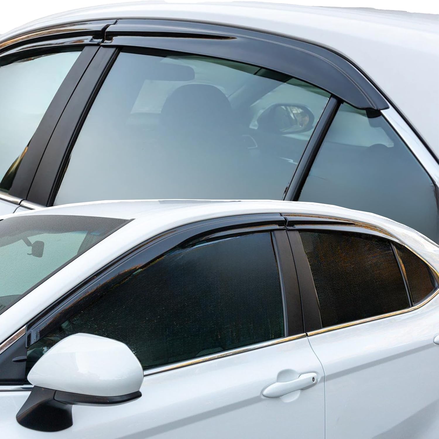 Window Visors Rain Guards for Toyota Camry Sedan 2018-2024,Smoke Tinted Premium Window Deflectors,Weatherproof & Easy Installation,Reduces Wind Noise & Enhances Style,Truck Accessories-4pcs