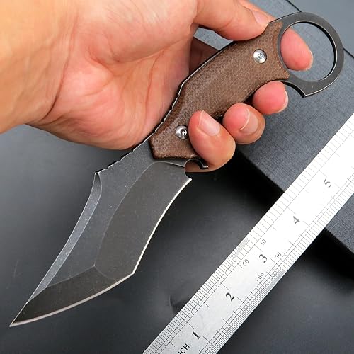 Miniatura 12 de C1117 Fixed Blade Knife,D2 Steel Blade +G10 Handle Outdoor EDC Survival Claw Knife with Kydex Sheaths(Black)