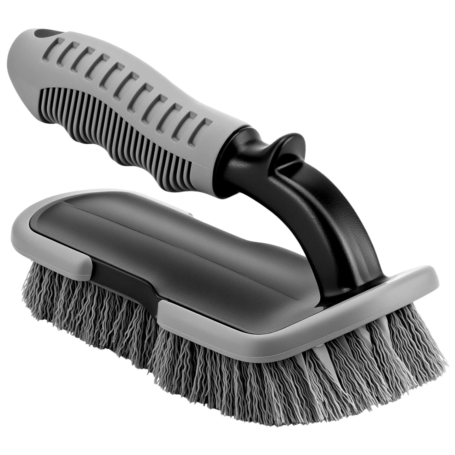 QWORK® Stiff Bristle Carpet Cleaning Brush Floor Scrubbing Brush with Ergonomic Handle for Car and Household Interior