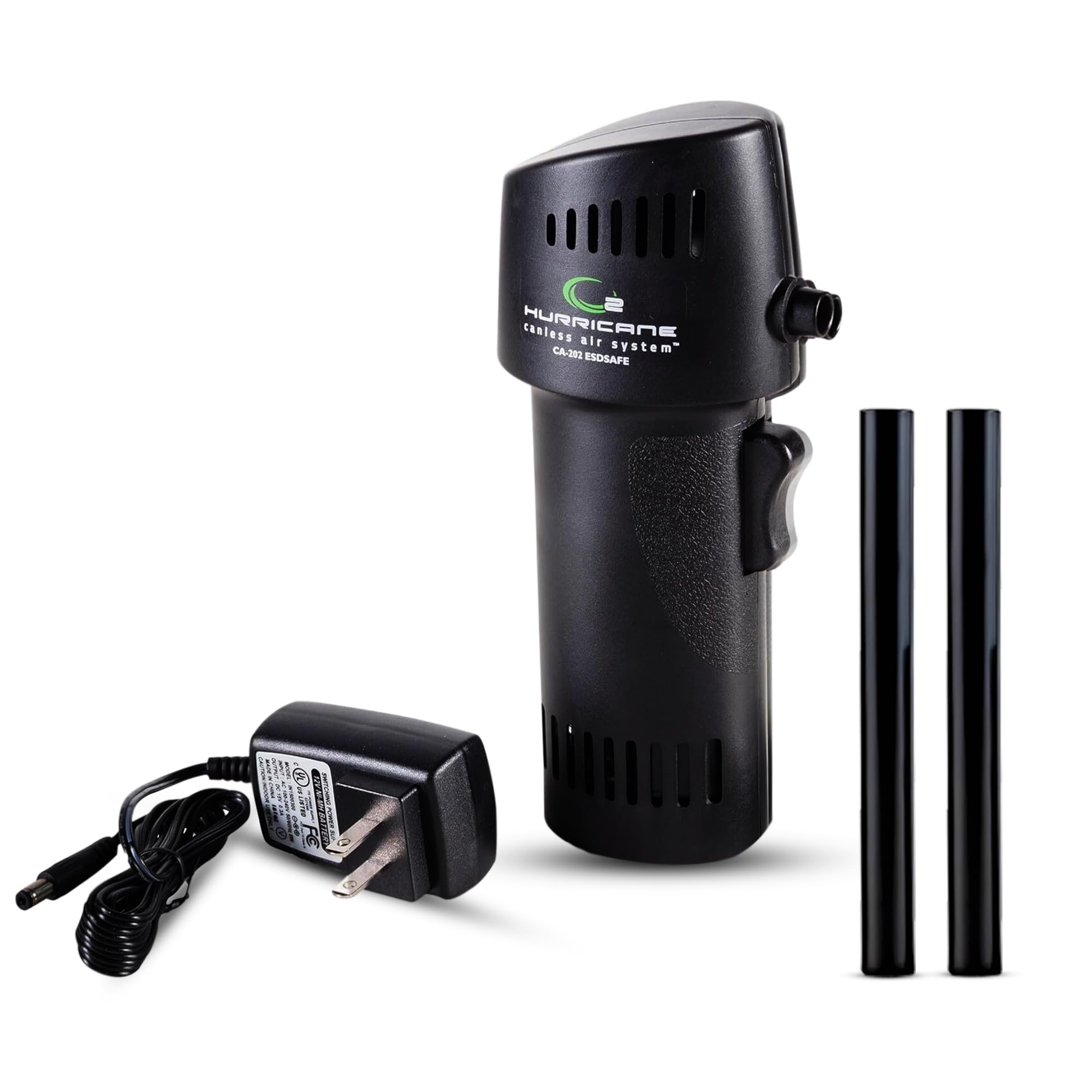Canless Air System ESD Safe O2 Hurricane, Rechargeable Air Duster, 220+ MPH Cordless Cleaner for Clean Rooms, Eco Alternative, Black, Made in USA
