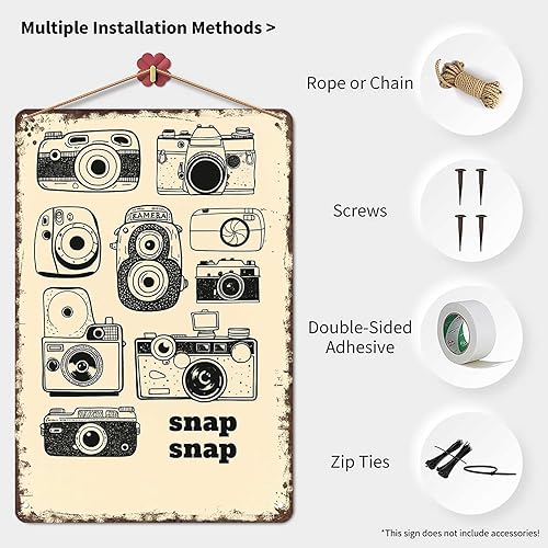 Miniatura 3 de Letreros de metal vintage, a presión, cámara retro, cámara vintage, analógico, divertido, arte de pared, póster de lata para hombre, cueva, oficina,