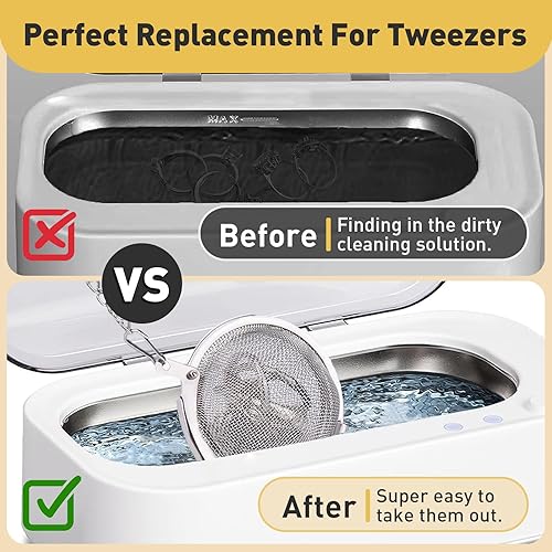 Vista 17 de Cesta de limpieza ultrasónica, cesta de acero inoxidable para limpiador ultrasónico de joyas, cesta de limpieza de vapor de joyería, cesta de lavado