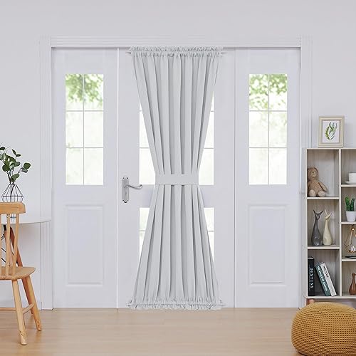 Miniatura 232 de Deconovo Cortina opaca de Navidad para puertas de vidrio y luces laterales, panel de privacidad con aislamiento térmico con doble bolsillo para