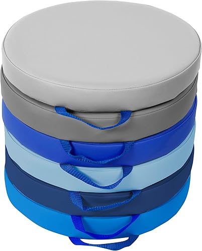 Miniatura 12 de Factory Direct Partners SoftScape - Cojines de piso redondos de 15 pulgadas con asas para salón de clases; asientos flexibles para guardería