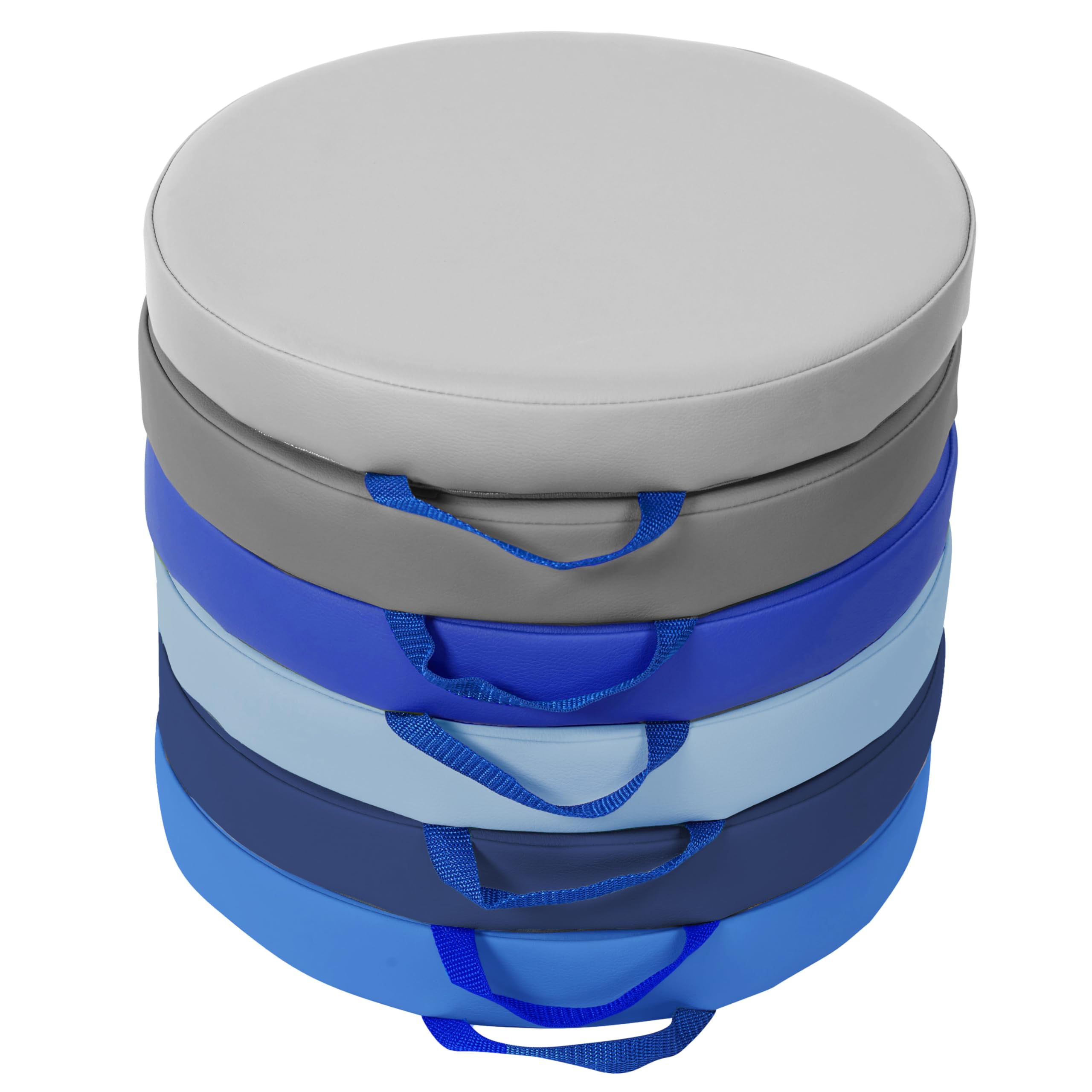 Factory Direct Partners SoftScape 15 inch Round Classroom Floor Cushions with Handles Flexible Seating for Daycare, Preschool, Playroom 2 inch Thick