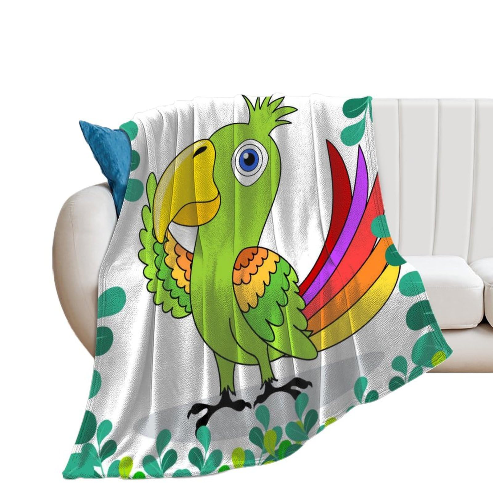 Couverture polaire perroquet vert pour rester au chaud sur le lit ou le canapé