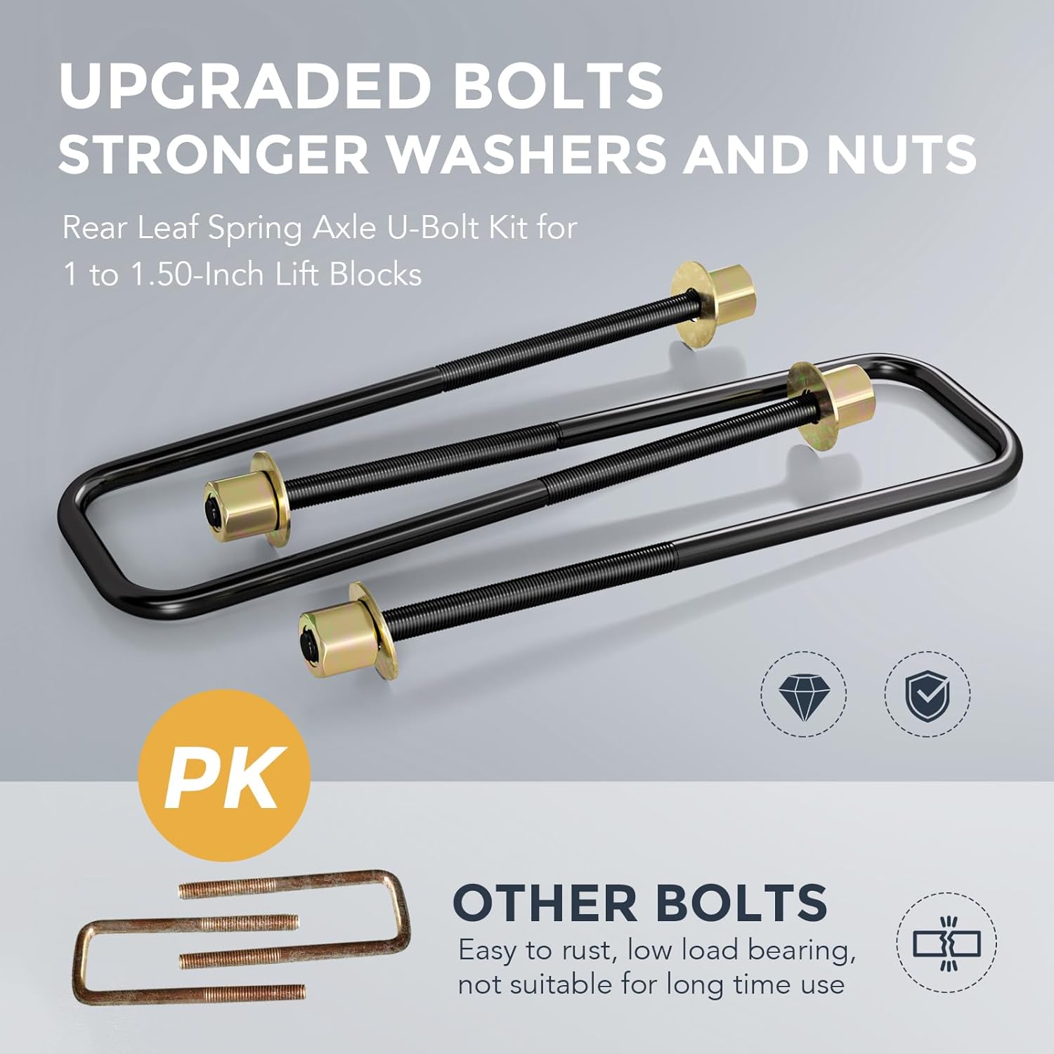 MIDOU AUTO 4PCS U Bolts 2.5" Wide Leaf Springs 11.2" Long Compatible with 2015-2020 Silverado1500/2500/3500 for 1 to 1.50-Inch Lift Blocks (Silverado)