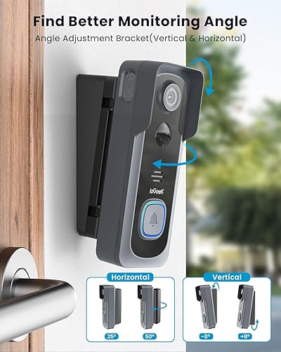 Miniatura 2 de ieGeek Timbre inalámbrico 2K sin suscripción con montaje en ángulo ajustable de 145, timbre de video inteligente con timbre, detección de