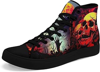 Unisex Skull High Tops for Women Cool Design Black Canvas...