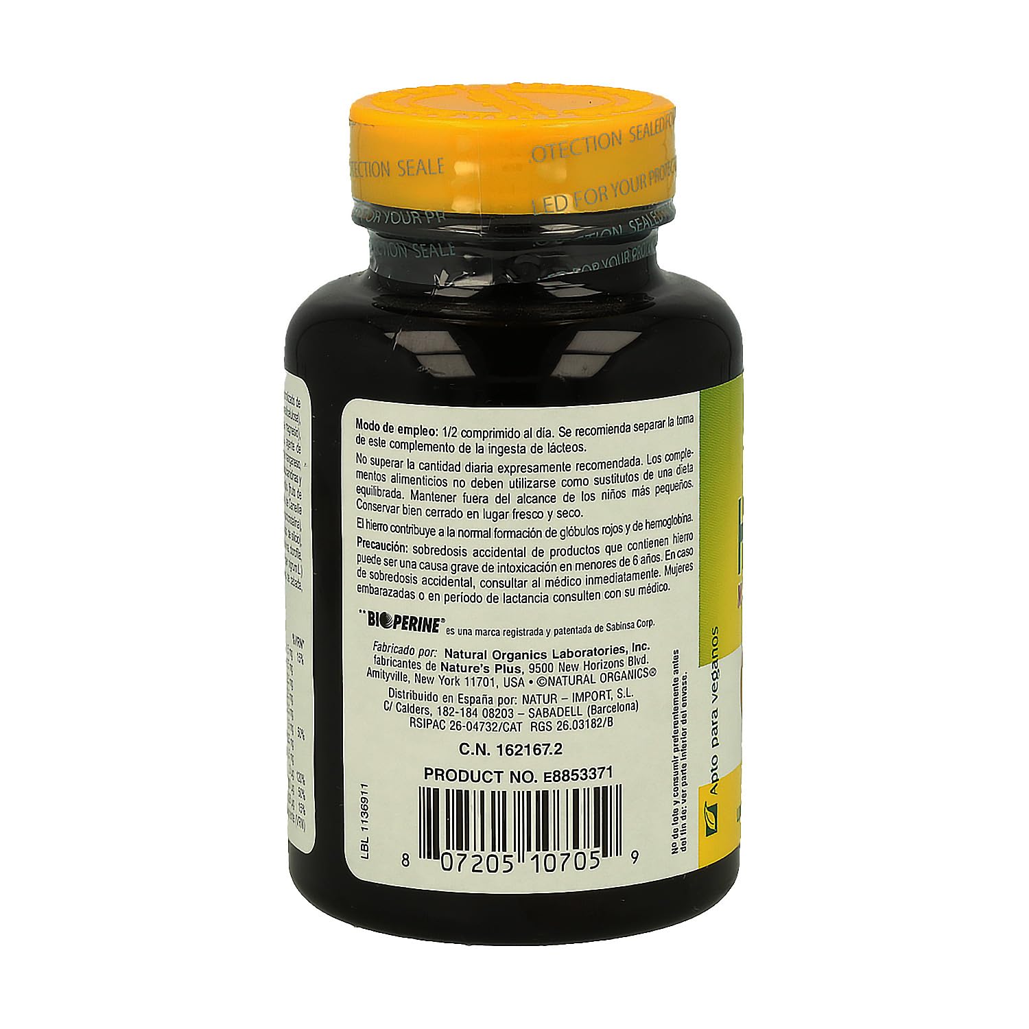 Nature´s Plus HEMA-PLEX II | 60 Comprimidos | Hierro Suplemento | Acido Folico | Vitaminas B2, B6, B12 | Complemento Alimenticio | Apto para Vegetarianos | Sin Gluten | Sabor Natural